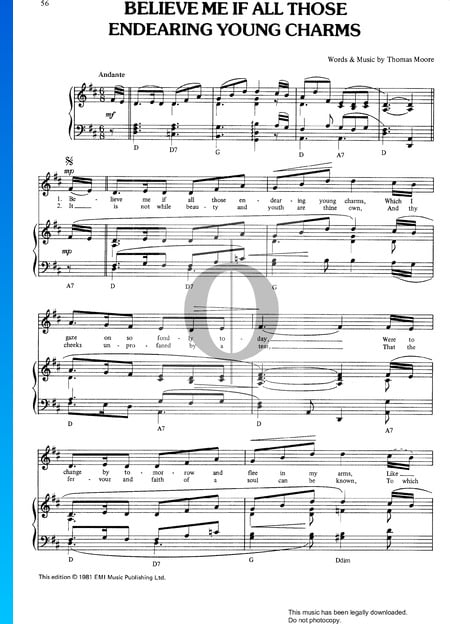 Believe Me If All Those Endearing Young Charms Musik-Noten