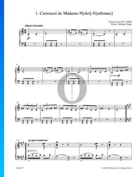 Carrousel de Madame Pelet-Narbonne, S. 214a Musik-Noten
