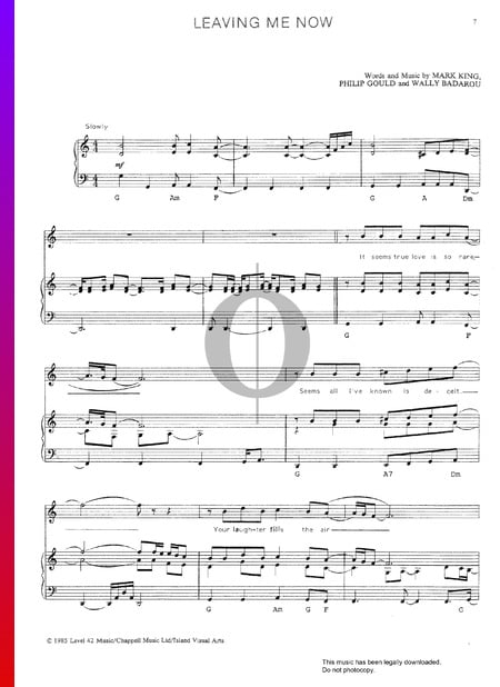 Leaving Me Now Sheet Music