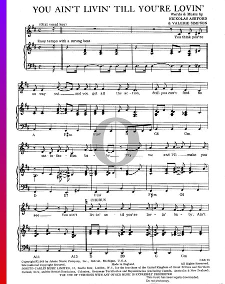 You Ain't Livin' Till You're Lovin' Sheet Music