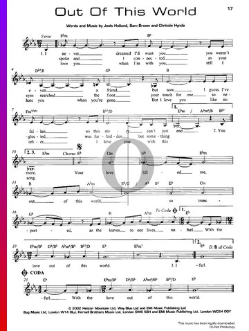 Out Of This World Sheet Music