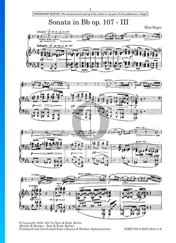 Partition Sonate en Si bémol majeur, op. 107 : 3. Adagio