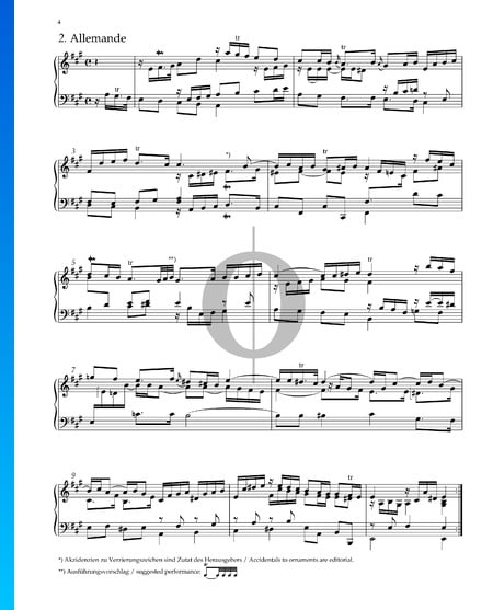 Suite Nr. 1 A-Dur, HWV 426: 2. Allemande Musik-Noten