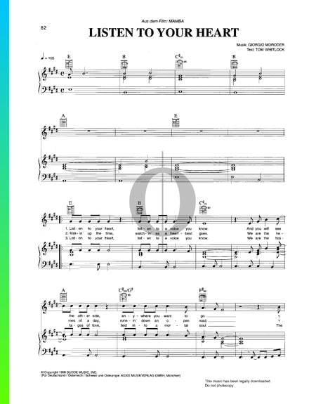 Listen To Your Heart Sheet Music