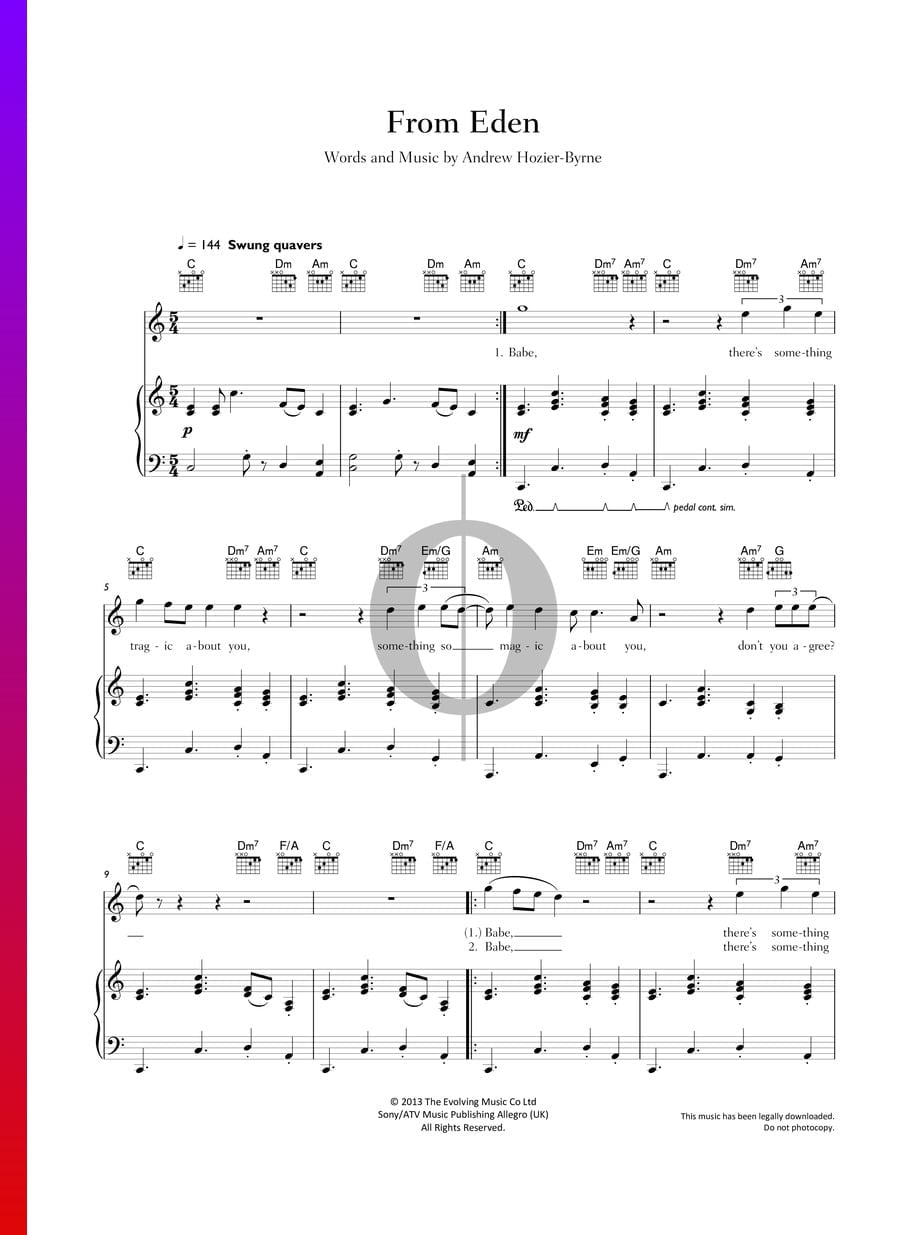 From Eden (Hozier) Piano Sheet Music OKTAV