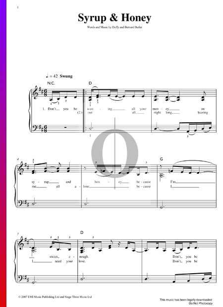 Syrup & Honey Sheet Music
