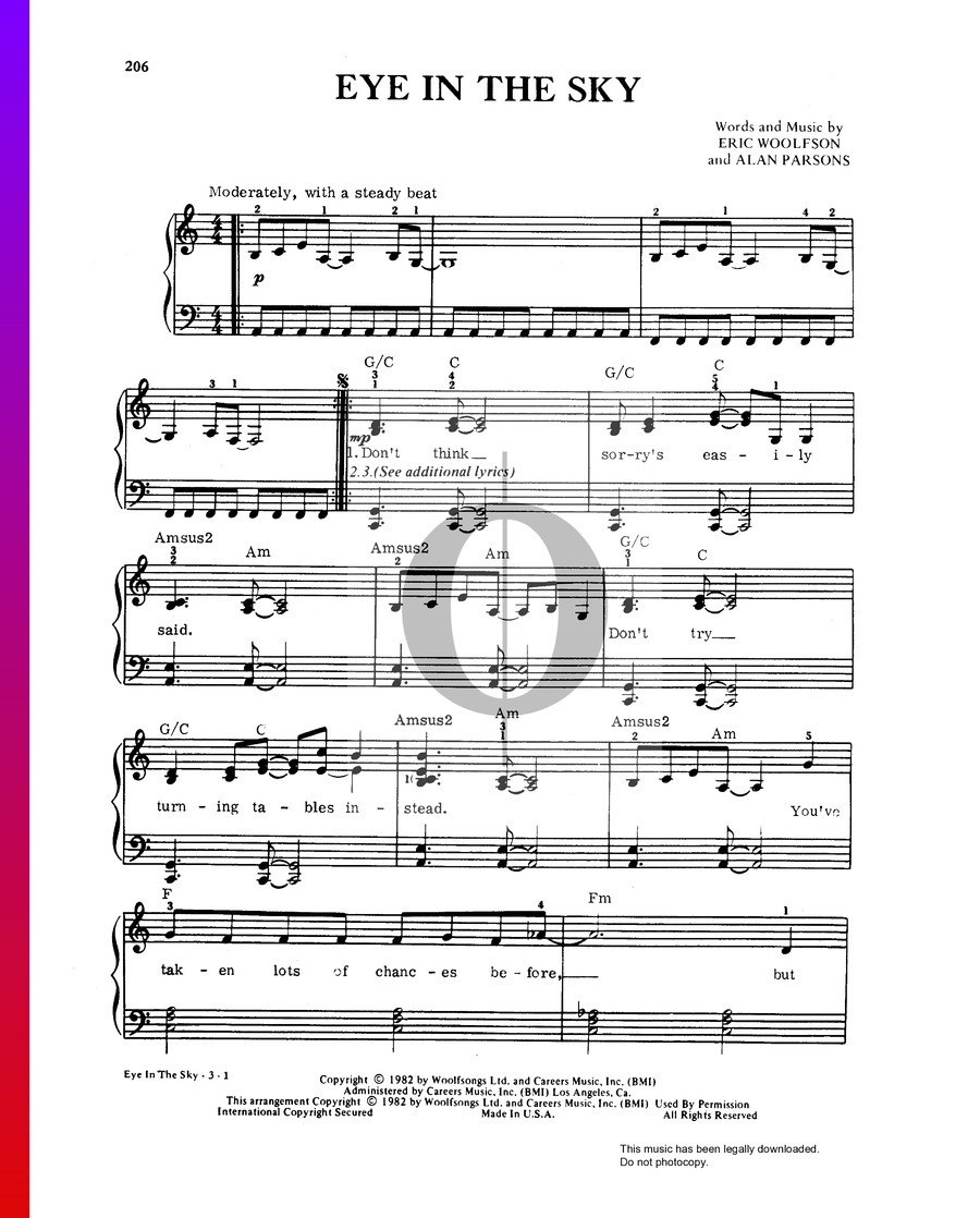 Eye In The Sky Sheet Music (Piano, Voice) OKTAV Eye In The Sky Sheet Music (Piano, Voice) OKTAV