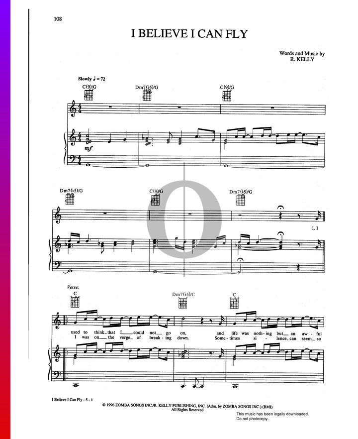 I Believe I Can Fly (R. Kelly) Piano Sheet Music - OKTAV
