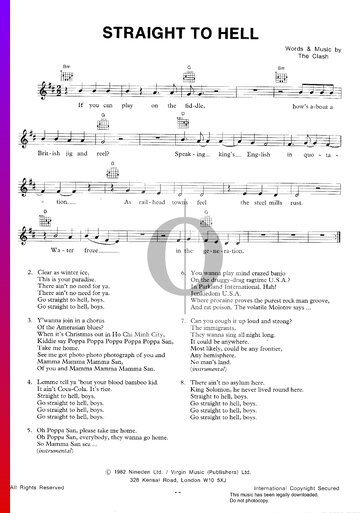 Straight To Hell Sheet Music