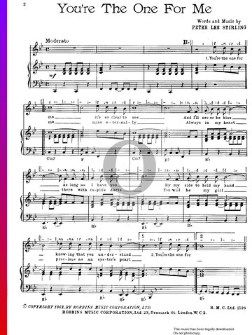 You're The One For Me Sheet Music
