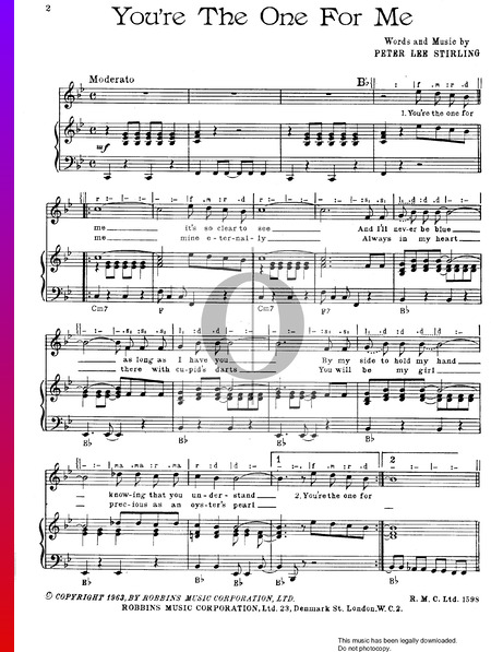 You're The One For Me Partitura