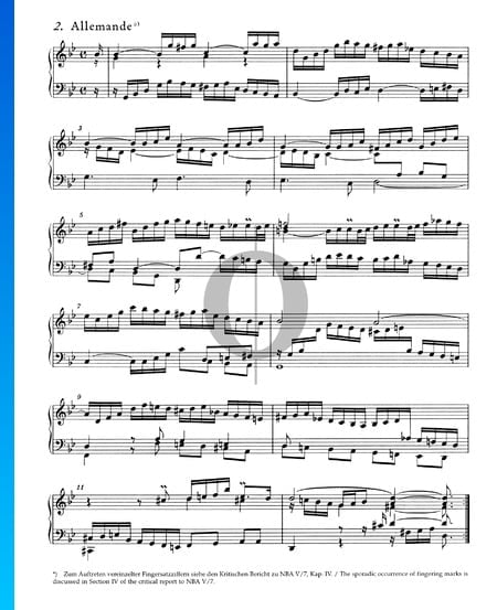 Suites Anglaises No. 3 en Sol mineur, BWV 808: 2. Allemande Partition