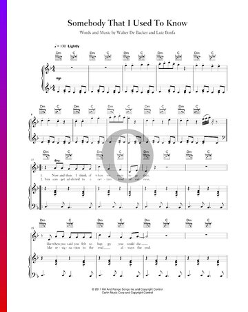 Somebody That I Used To Know Sheet Music