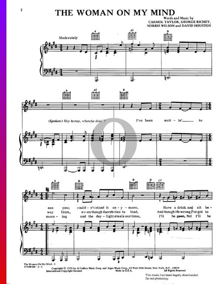 The Woman On My Mind Sheet Music