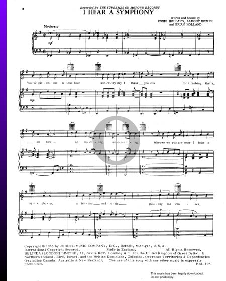 I Hear A Symphony Sheet Music