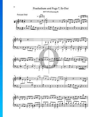 Preludio en mi bemol mayor, BWV 876 Partitura
