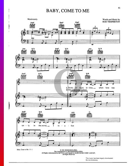 Baby, Come To Me Musik-Noten