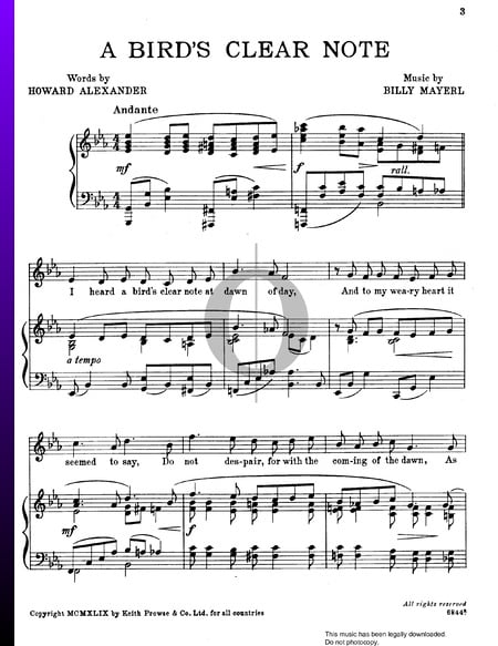 A Bird's Clear Note Sheet Music
