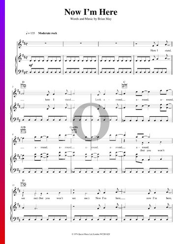 Now I'm Here Sheet Music