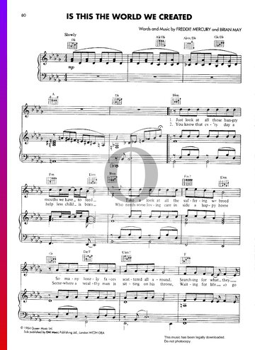 Is This The World We Created Sheet Music
