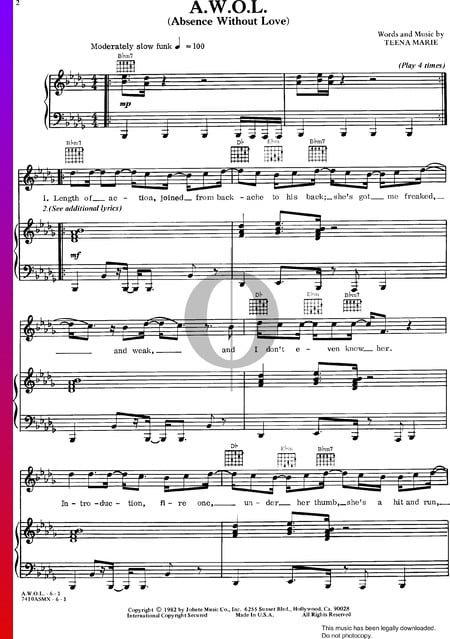 AWOL (Absence Without Love) Sheet Music