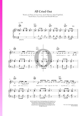All Cried Out Sheet Music