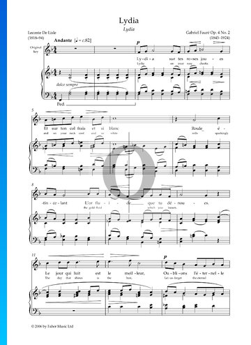 Lydia, Op. 4: No. 2 Sheet Music