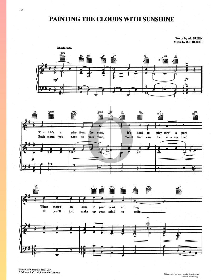 Painting The Clouds With Sunshine (Nick Lucas) Piano Sheet Music OKTAV