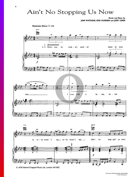 Ain't No Stoppin' Us Now Sheet Music