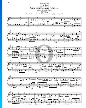 Choral (Wenn wir in höchsten Nöten sein), BWV 668a Partitura