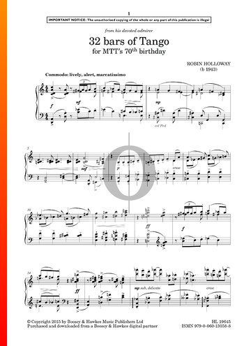 32 Bars Of Tango (For MTT’s 70th Birthday) Sheet Music