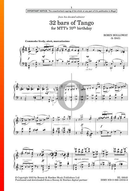 32 Bars Of Tango (For MTT’s 70th Birthday) Sheet Music