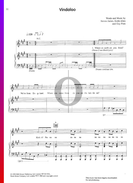 Vindaloo Sheet Music