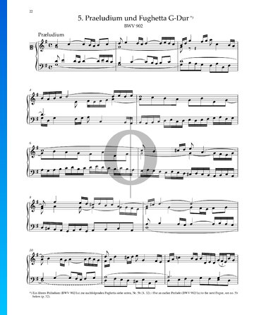 Partition Prélude en Sol Majeur, BWV 902