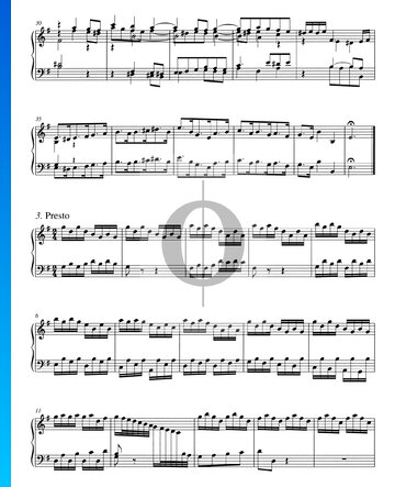 Partition Concerto en Sol Majeur, BWV 592a: 3. Presto