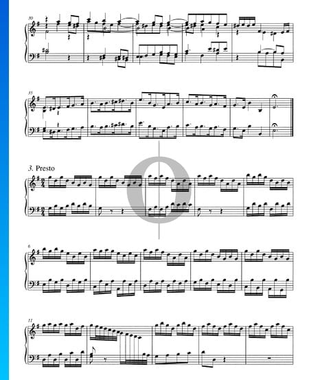 Concerto en Sol Majeur, BWV 592a: 3. Presto Partition