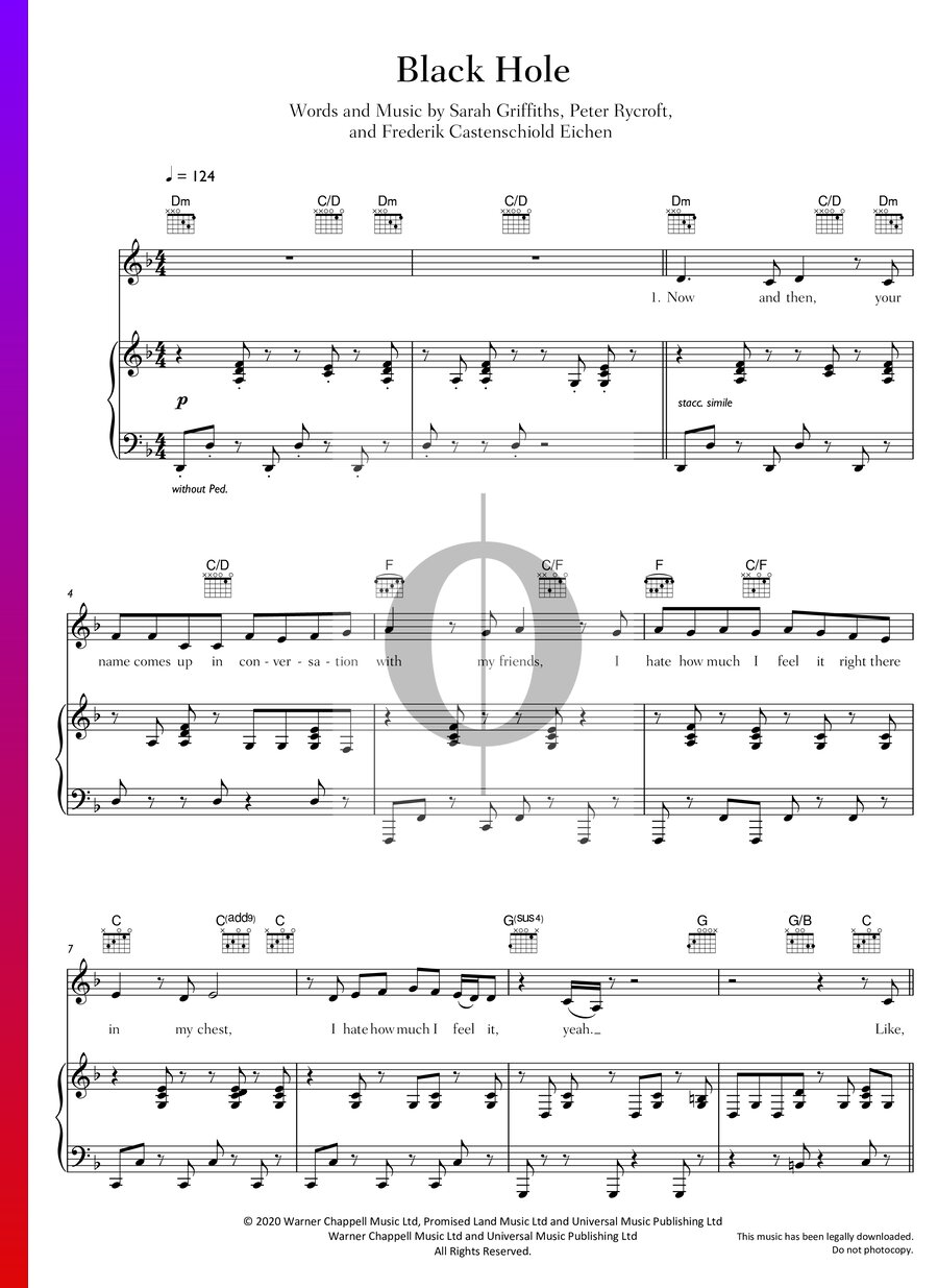 Black Hole (Griff) Piano Sheet Music OKTAV