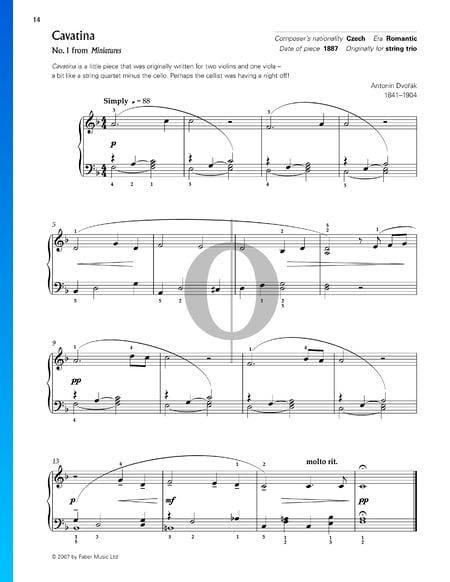 Miniatures, Op. 75a: Cavatina No. 1 Sheet Music