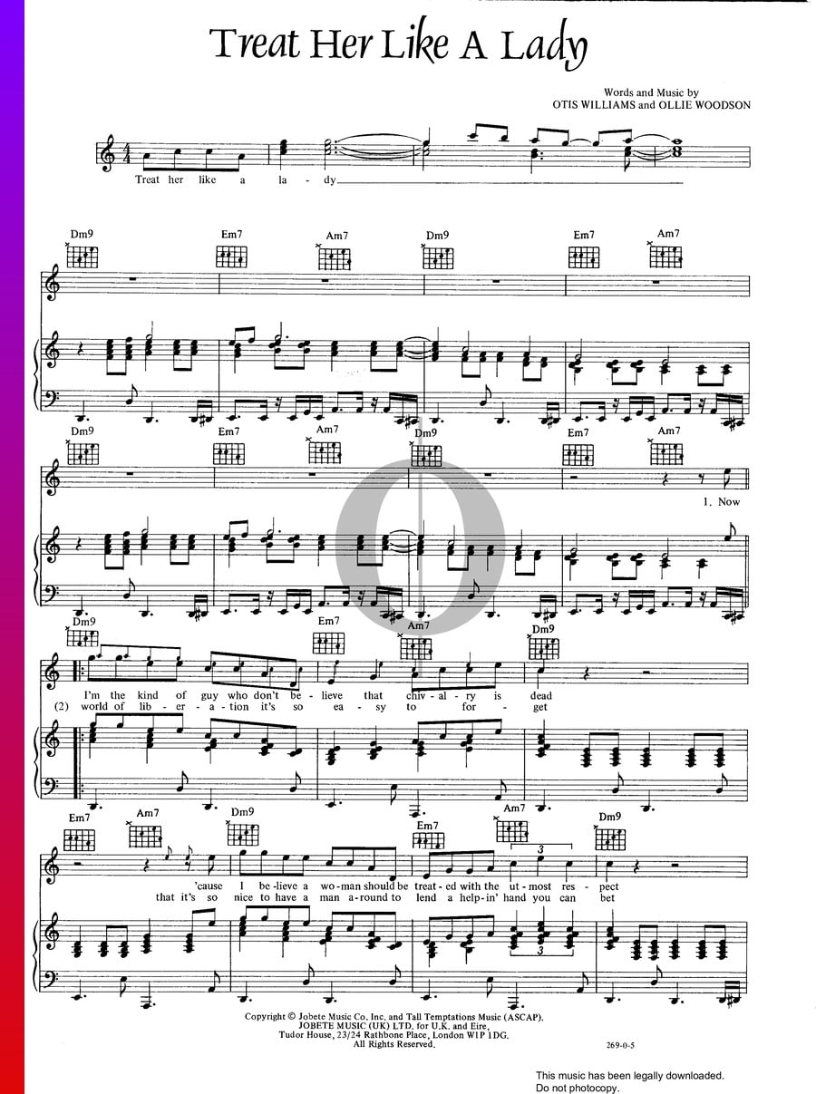 Treat Her Like A Lady (The Temptations) Piano Sheet Music - OKTAV