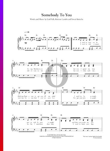 Somebody To You Musik-Noten