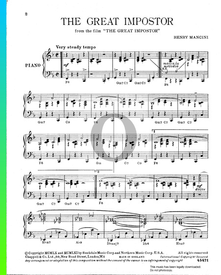 The Great Impostor Theme Sheet Music