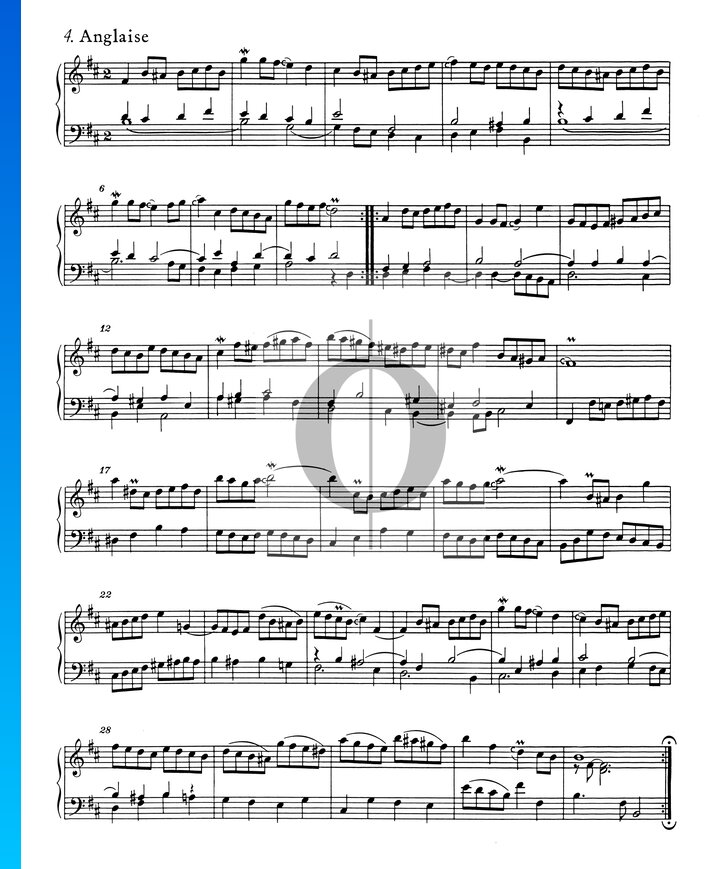 Suite Française No. 3 Si bémol mineur, BWV 814 4. Anglaise » Johann