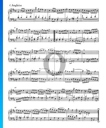 Suite francesa n.º 3 en si bemol menor, BWV 814: 4. Anglaise Partitura