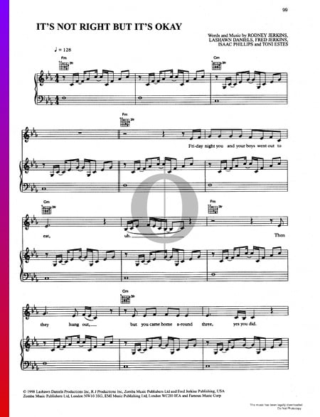 It's Not Right But It's Okay Sheet Music