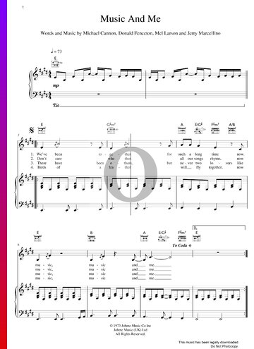 Music And Me Sheet Music