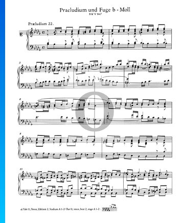 Partition Prélude 22 Si bémol mineur, BWV 867