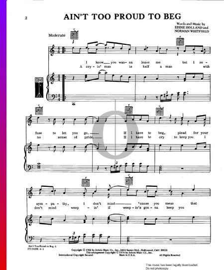 Ain't Too Proud To Beg Musik-Noten