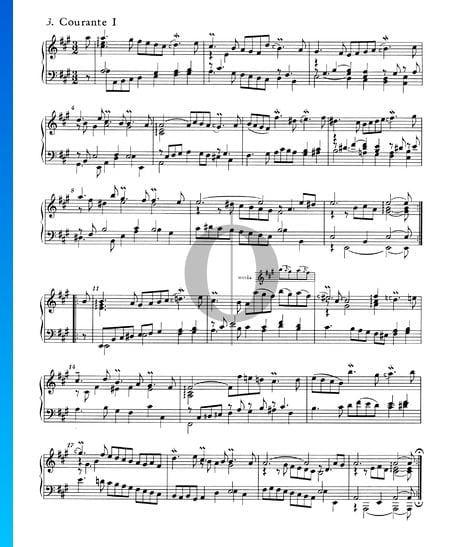 Suites Anglaises No. 1 en La Majeur, BWV 806: 3. Courante I Partition