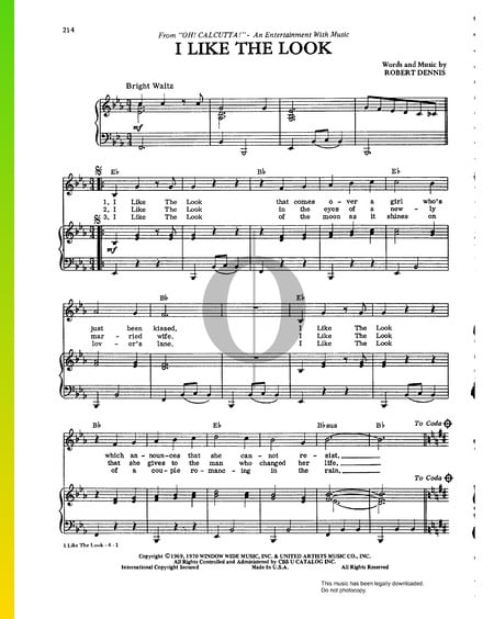 I Like The Look Sheet Music