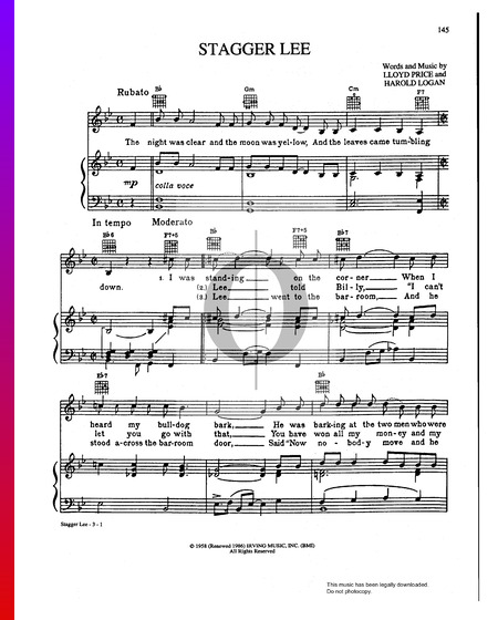 Stagger Lee Musik-Noten